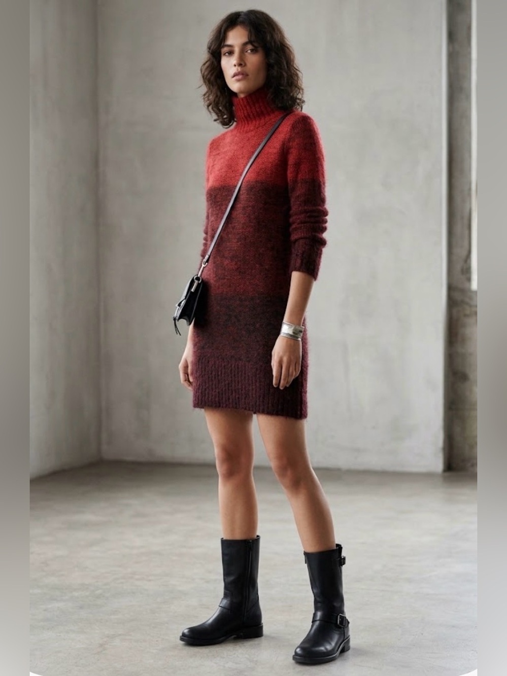 Rag & Bone Chunky Knit Sweater Dress Marled, Wool & Silk Blend, Size XXS